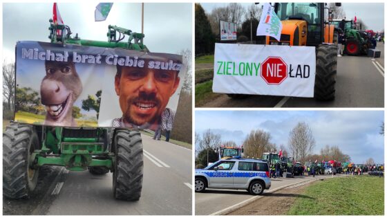 Fasty. Skrzyżowanie DK 65 z ul. Dzikowską zablokowane przez protestujących rolników 