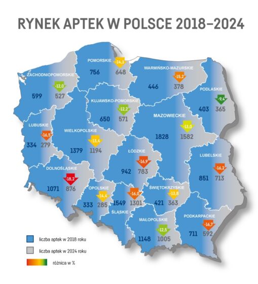 Białe plamy na samorządowej mapie Polski – gdzie w Polsce znikają apteki?