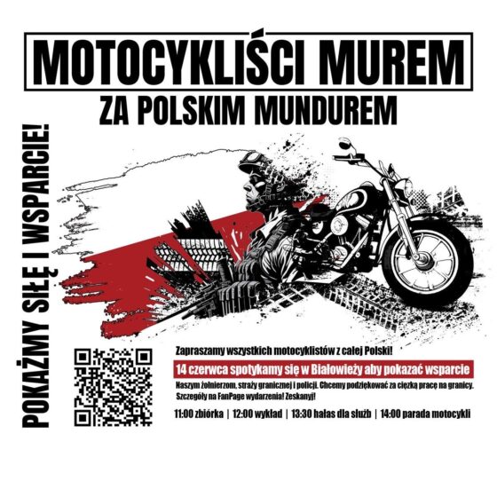 Motocykliści Murem za Polskim Mundurem 14.06 w Białowieży